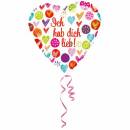Folienballon Herz "Ich hab dich lieb" Standard,...