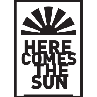Fensterschablone Schriftzug  Here comes the sun  A5 - negativ