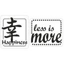 Motiv-Label "Happiness", "less is...